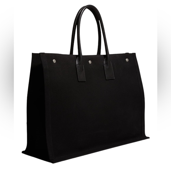 SAINT LAURENT RIVE GAUCHE LARGE BLACK CANVAS TOTE - Picture 2 of 16